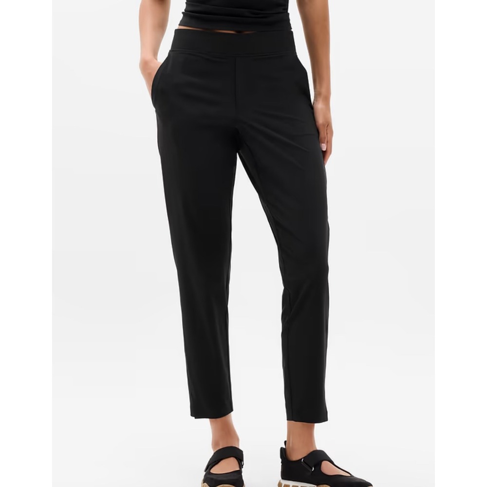 Athleta Brooklyn Ankle Pants Sz 14 Black Featherweight Stretch Travel Work Comfy